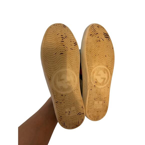 GUCCI Silver Sparkle Vecro Sneakers with Ribbon Logo EU 34 Unisex Kidcore Luxury - Picture 3 of 7